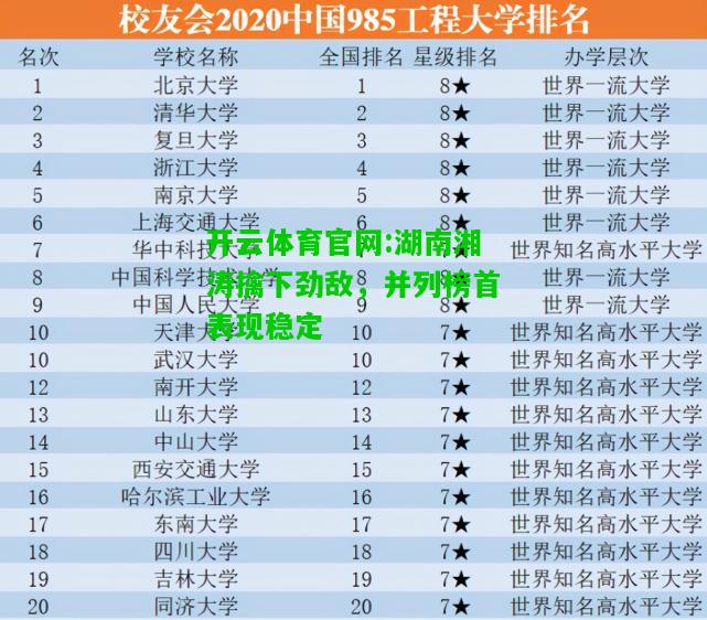 开云体育官网:湖南湘涛擒下劲敌，并列榜首表现稳定